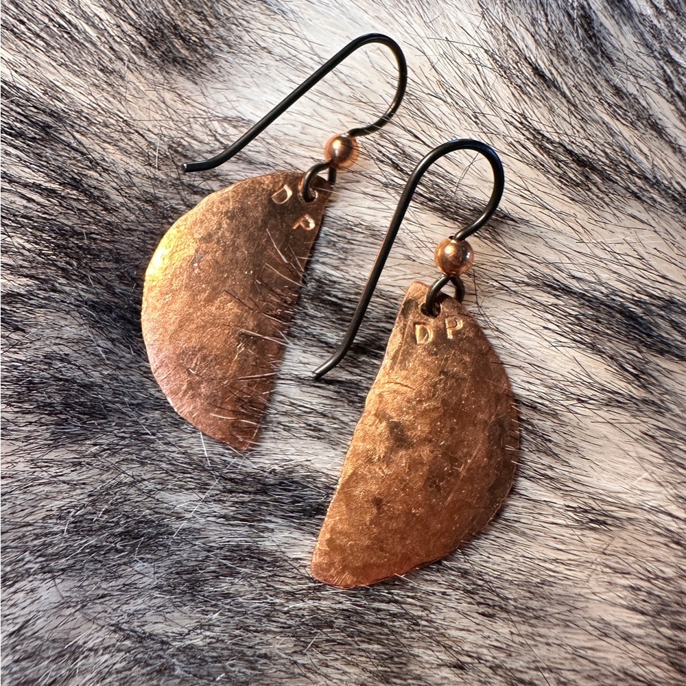 Dolly Paul Hammered Copper Dangle Earrings - Picture 3 of 4